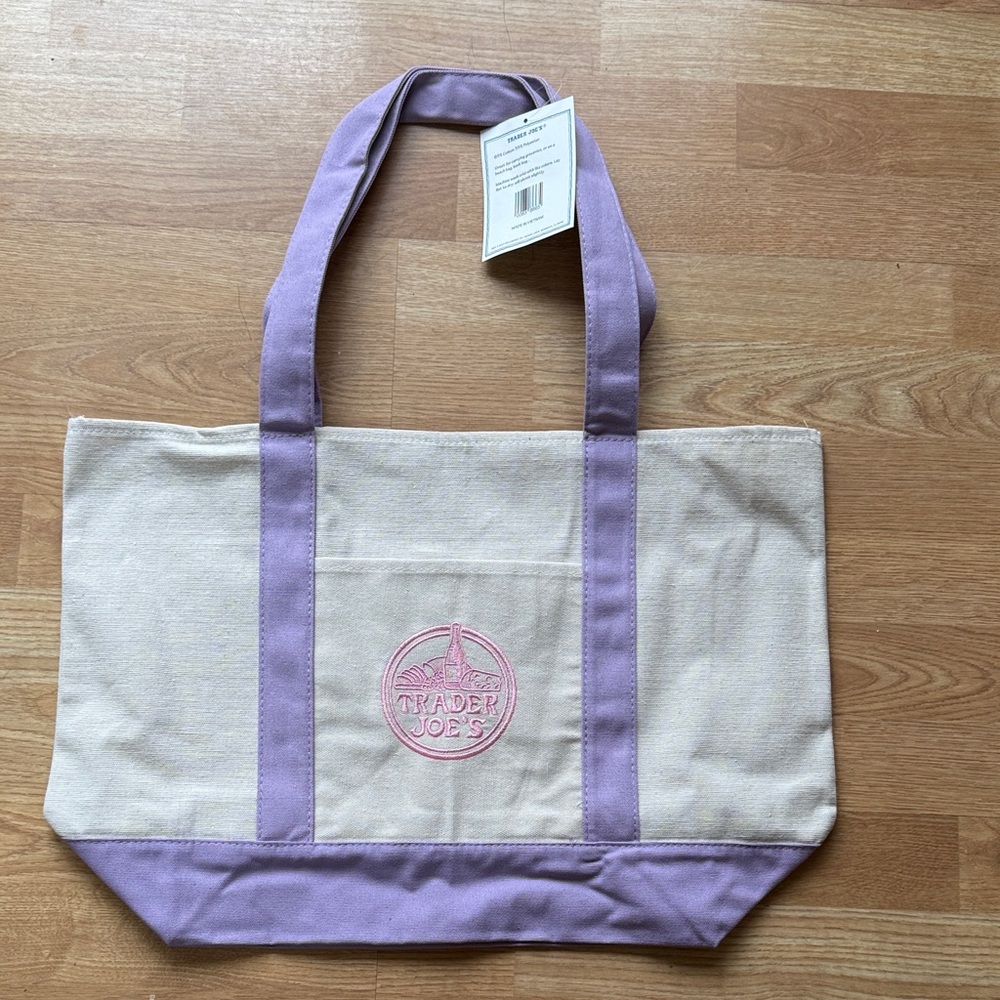 Canvas Tote with Lavender Trim - Trader Joe's